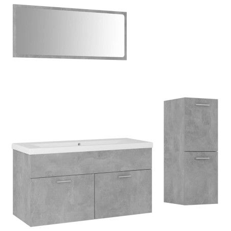 vidaXL Juego de muebles de baño madera de ingeniería gris hormigón