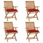vidaXL Sillas de jardín plegables 4 uds madera maciza teca con cojines vidaXL Sillas de jardín plegables 4 uds madera maciza teca con cojines