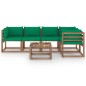 vidaXL Muebles de jardín de palets 6 pzs con cojines madera impregnada vidaXL Muebles de jardín de palets 6 pzs con cojines madera impregnada