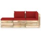 vidaXL Muebles de jardín 3 piezas con cojines madera impregnada verde vidaXL Muebles de jardín 3 piezas con cojines madera impregnada verde