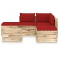 vidaXL Muebles de jardín 6 piezas con cojines madera impregnada verde vidaXL Muebles de jardín 6 piezas con cojines madera impregnada verde