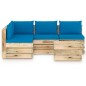 vidaXL Muebles de jardín 5 piezas con cojines madera impregnada verde vidaXL Muebles de jardín 5 piezas con cojines madera impregnada verde