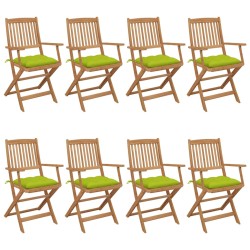 vidaXL Sillas de jardín plegables 8 uds madera maciza acacia y cojines