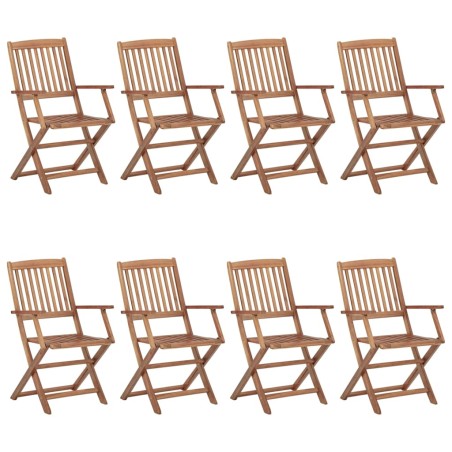 vidaXL Sillas de jardín plegables 8 uds madera maciza acacia y cojines