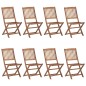 vidaXL Sillas de jardín plegables 8 uds y cojines madera maciza acacia