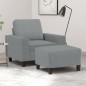vidaXL Sillón con taburete tela gris claro 60 cm vidaXL Sillón con taburete tela gris claro 60 cm