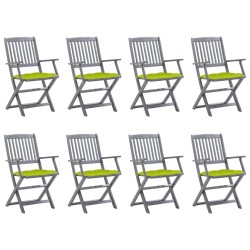 vidaXL Sillas de jardín plegables 8 uds y cojines madera maciza acacia