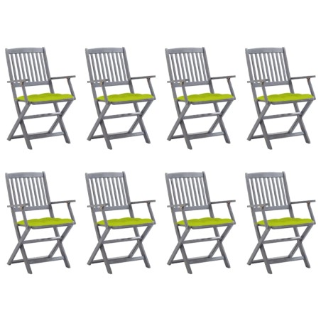 vidaXL Sillas de jardín plegables 8 uds y cojines madera maciza acacia