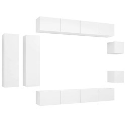 vidaXL Set de mueble para TV de 8 piezas madera de ingeniería blanco