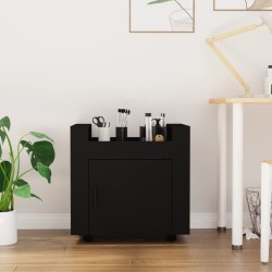 vidaXL Carrito de escritorio madera contrachapada negro 60x45x60 cm