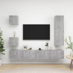 vidaXL Set muebles de salón TV 5 pzas madera ingeniería gris hormigón