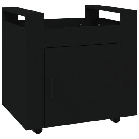 vidaXL Carrito de escritorio madera contrachapada negro 60x45x60 cm