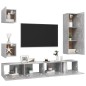 vidaXL Set muebles de salón TV 5 pzas madera ingeniería gris hormigón vidaXL Set muebles de salón TV 5 pzas madera ingeniería gris hormigón
