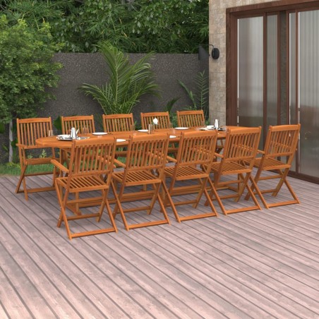vidaXL Set de comedor de jardín 11 piezas madera maciza de acacia
