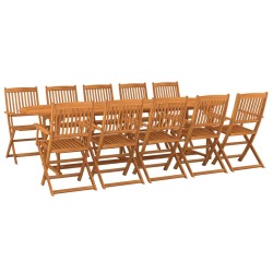 vidaXL Set de comedor de jardín 11 piezas madera maciza de acacia
