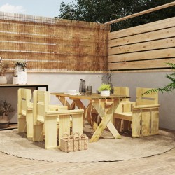 vidaXL Juego de comedor de jardín 5 piezas madera de pino impregnada