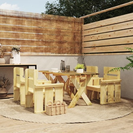 vidaXL Juego de comedor de jardín 5 piezas madera de pino impregnada