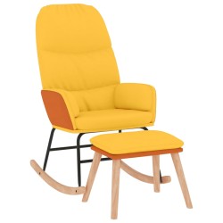 vidaXL Silla mecedora con reposapiés tela amarillo mostaza