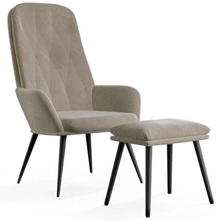 vidaXL Sillón de relax con taburete terciopelo gris claro