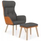 vidaXL Sillón de relax con taburete tela y cuero sintético gris oscuro vidaXL Sillón de relax con taburete tela y cuero sintético gris oscuro