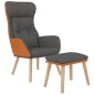 vidaXL Sillón de relax con taburete tela y cuero sintético gris oscuro vidaXL Sillón de relax con taburete tela y cuero sintético gris oscuro