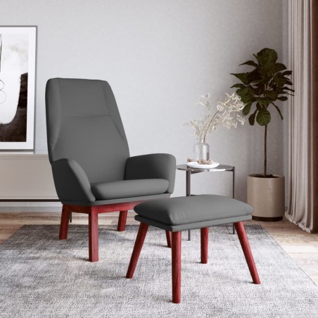 vidaXL Sillón de relax con taburete tela gris oscuro