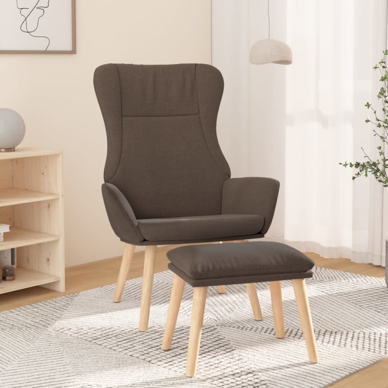 vidaXL Sillón de relax con taburete de tela gris taupé vidaXL Sillón de relax con taburete de tela gris taupé