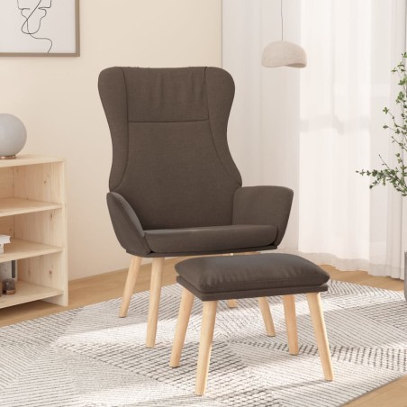 vidaXL Sillón de relax con taburete de tela gris taupé