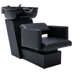 vidaXL Lavacabezas y sillones de peluquería de cuero sintético