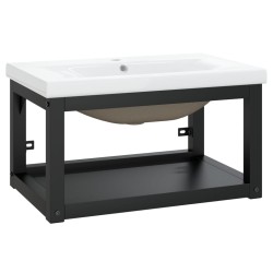 vidaXL Estructura de baño con lavabo incorporado hierro negro