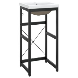 vidaXL Estructura de baño con lavabo incorporado hierro negro