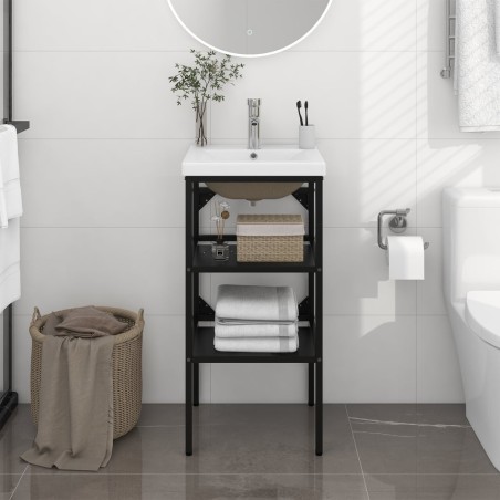 vidaXL Estructura de baño con lavabo incorporado hierro negro