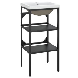 vidaXL Estructura de baño con lavabo incorporado hierro negro