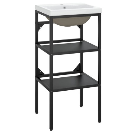 vidaXL Estructura de baño con lavabo incorporado hierro negro