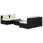 vidaXL Set de sofás de jardín 5 piezas y cojines ratán sintético negro vidaXL Set de sofás de jardín 5 piezas y cojines ratán sintético negro