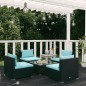 vidaXL Set de sofás de jardín 5 piezas y cojines ratán sintético negro vidaXL Set de sofás de jardín 5 piezas y cojines ratán sintético negro