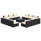 vidaXL Set muebles de jardín 13 pzas y cojines ratán sintético negro vidaXL Set muebles de jardín 13 pzas y cojines ratán sintético negro