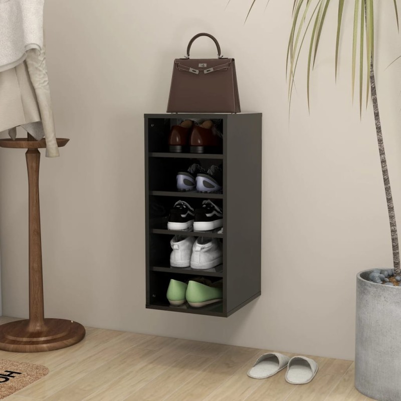 vidaXL Mueble zapatero madera contrachapada negro brillo 31,5x35x70 cm vidaXL Mueble zapatero madera contrachapada negro brillo 31,5x35x70 cm