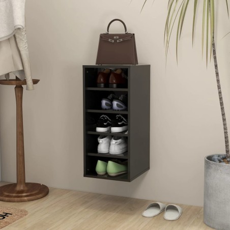 vidaXL Mueble zapatero madera contrachapada negro brillo 31,5x35x70 cm