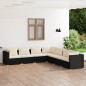 vidaXL Set de muebles de jardín 7 pzas y cojines ratán sintético negro vidaXL Set de muebles de jardín 7 pzas y cojines ratán sintético negro