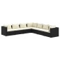 vidaXL Set de muebles de jardín 7 pzas y cojines ratán sintético negro vidaXL Set de muebles de jardín 7 pzas y cojines ratán sintético negro