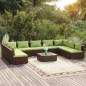 vidaXL Set muebles de jardín 10 pzas y cojines ratán sintético marrón vidaXL Set muebles de jardín 10 pzas y cojines ratán sintético marrón