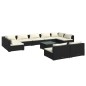 vidaXL Set de muebles de jardín 10 pzas cojines ratán sintético negro