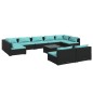 vidaXL Set de muebles de jardín 10 pzas cojines ratán sintético negro vidaXL Set de muebles de jardín 10 pzas cojines ratán sintético negro
