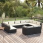 vidaXL Set de muebles de jardín 11 pzas cojines ratán sintético negro