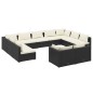 vidaXL Set de muebles de jardín 11 pzas cojines ratán sintético negro