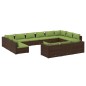 vidaXL Set muebles de jardín 13 piezas cojines ratán sintético marrón vidaXL Set muebles de jardín 13 piezas cojines ratán sintético marrón