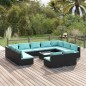 vidaXL Set de muebles de jardín 12 pzas cojines ratán sintético negro vidaXL Set de muebles de jardín 12 pzas cojines ratán sintético negro