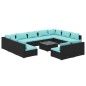 vidaXL Set de muebles de jardín 12 pzas cojines ratán sintético negro vidaXL Set de muebles de jardín 12 pzas cojines ratán sintético negro