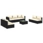 vidaXL Set de muebles de jardín 8 pzas y cojines ratán sintético negro vidaXL Set de muebles de jardín 8 pzas y cojines ratán sintético negro